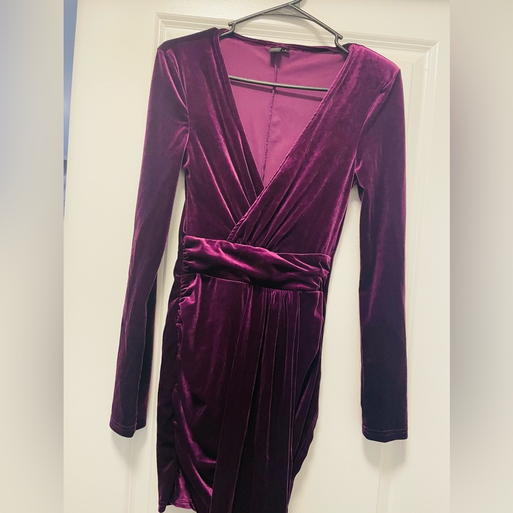 Plum velvet dress